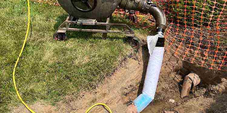 finished trenchless pipe / trenchless pipelining in progress