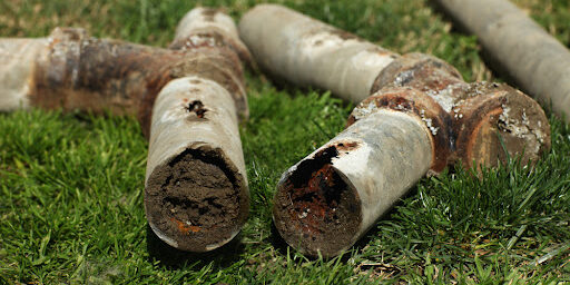 Very Old Corroded and Blocked Steel Household Pipes